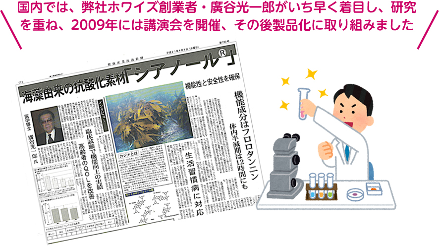 国内では、弊社ホワイズ創業者・廣谷光一郎がいち早く着目し、研究を重ね、2009年には講演会を開催、その後製品化に取り組みました